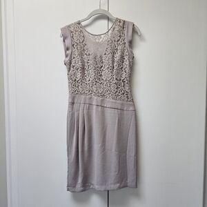 BCBG Max Azria Taupe Dress with Upper Lace Detailing